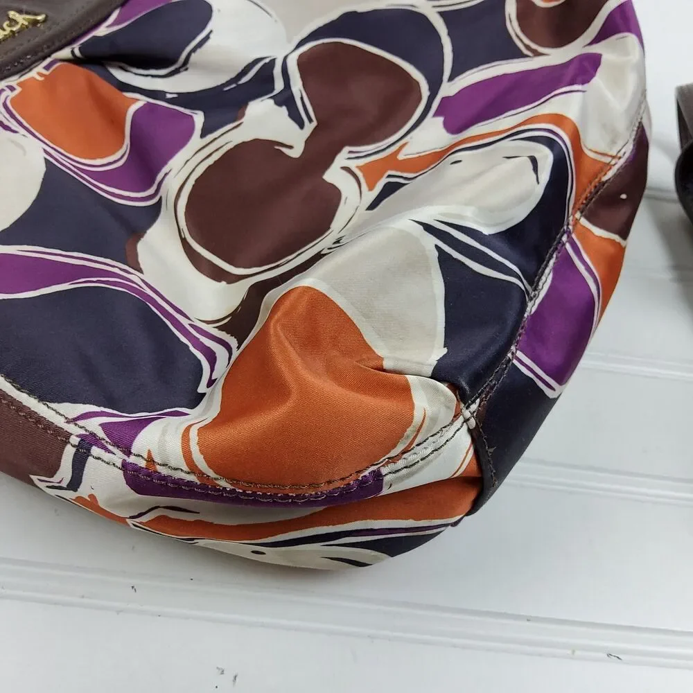 Coach Ashley F20016 Hand Drawn Scarf Print Shoulder Handbag Purse Crossbody